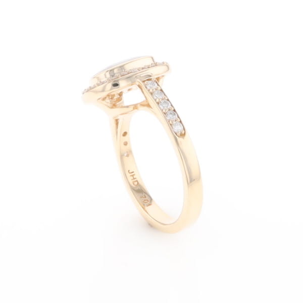 Rectangular Gold Quartz Inlaid Ring with 0.65ctw Diamond Halo