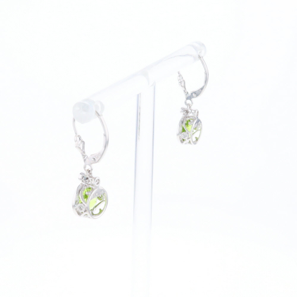 Peridot Dangle Earrings with Diamond Accents