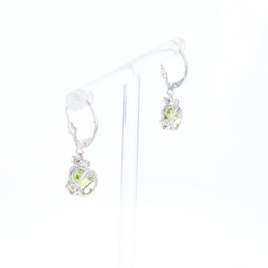 Peridot Dangle Earrings with Diamond Accents