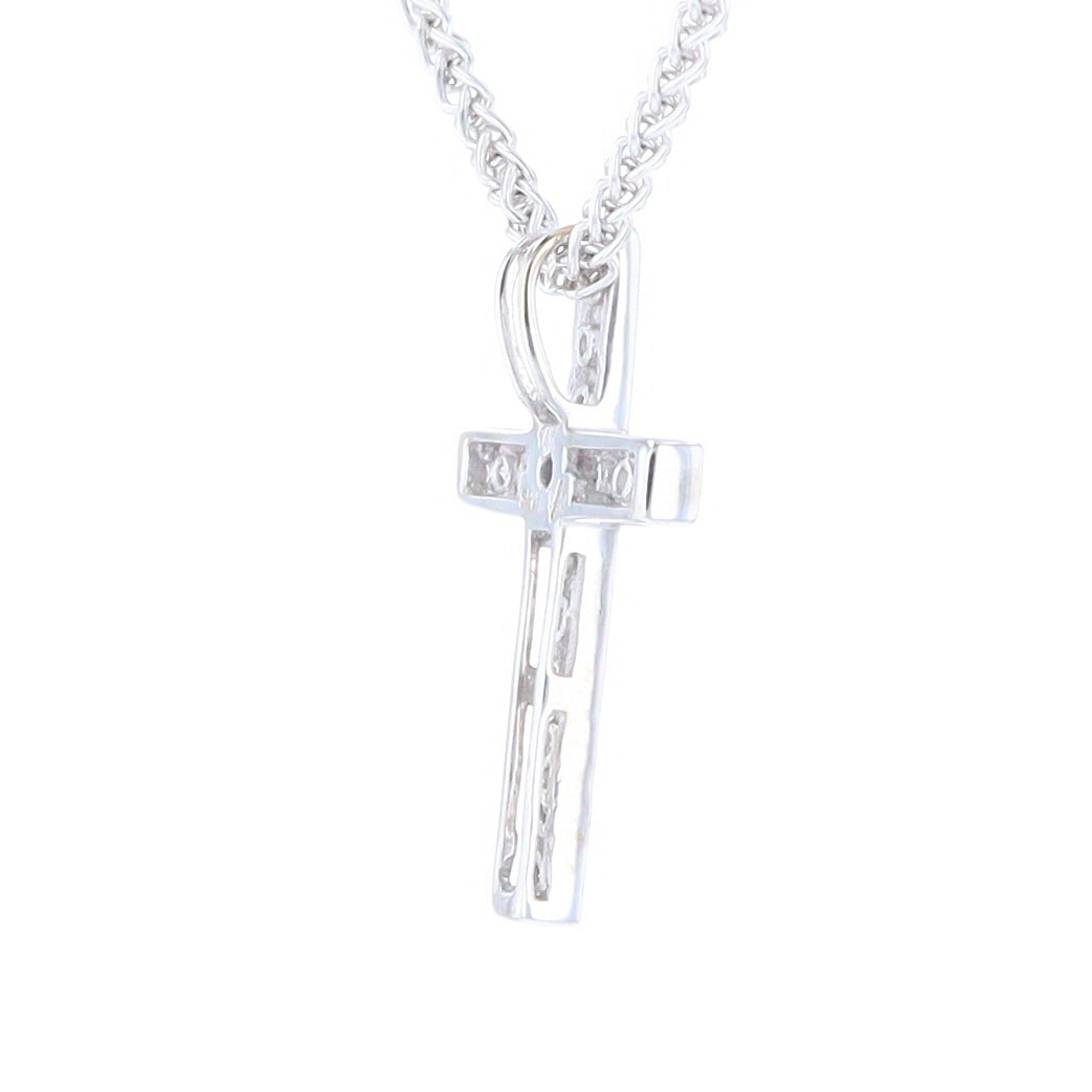 Channel Set Diamond Cross Pendant