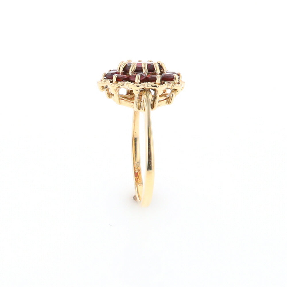 Floral Cluster Garnet Ring