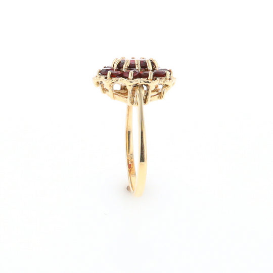 Floral Cluster Garnet Ring