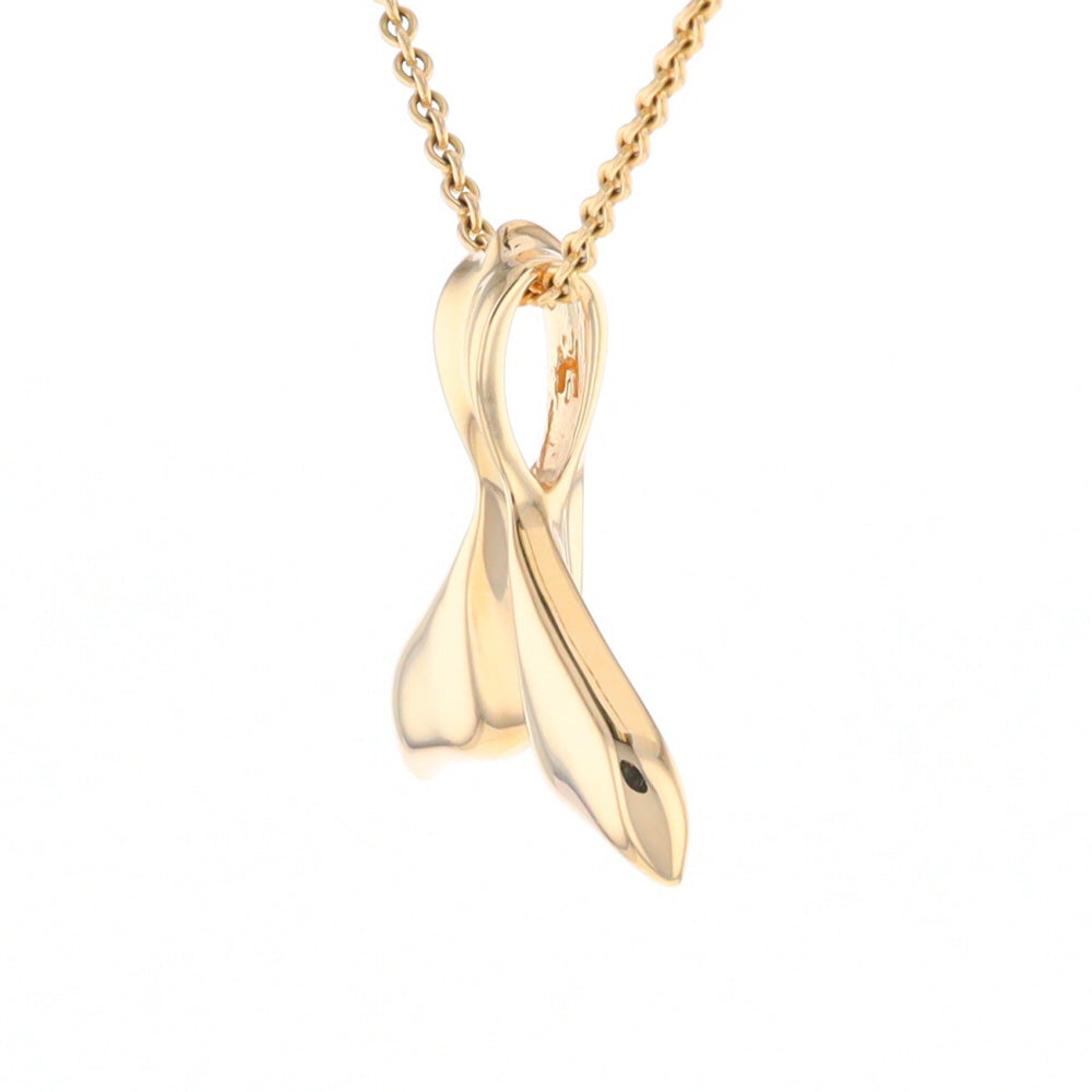 Whale Tail Necklaces Gold Quartz Double Sided Inlaid Sea Life Pendant