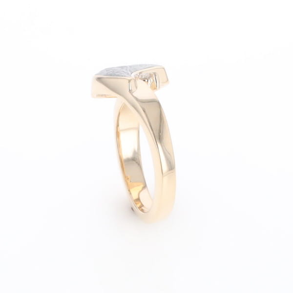Meteorite Ring Boat Sail Inlaid Design with .04ctw Round Diamond