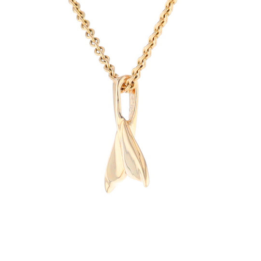 Small Whale Tail Gold Quartz and Gold Nugget Pendant