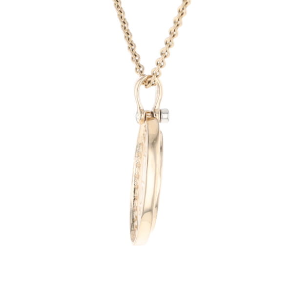 Gold Quartz Necklace .37ctw Halo Diamond Oval Inlaid Pendant