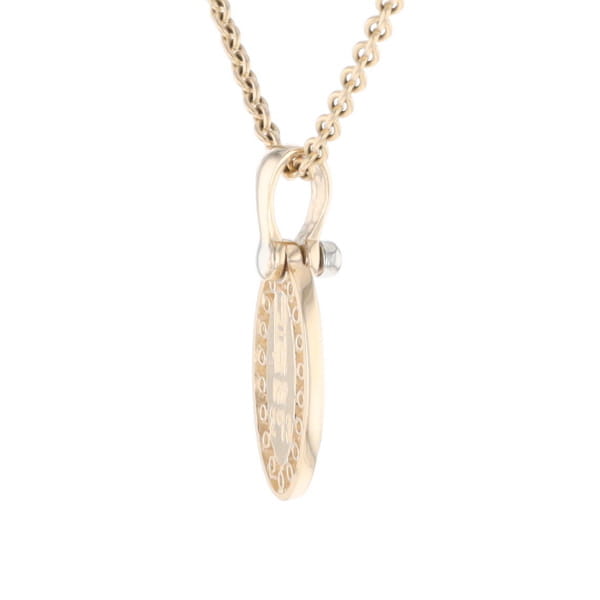 Gold Quartz Pendant Oval Inlaid with .22ctw Round Diamonds Halo (G1)