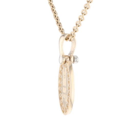 Gold Quartz Pendant Oval Inlaid with .22ctw Round Diamonds Halo (G1)