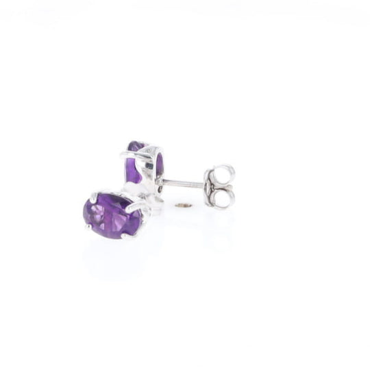 Oval Amethyst Stud Earrings