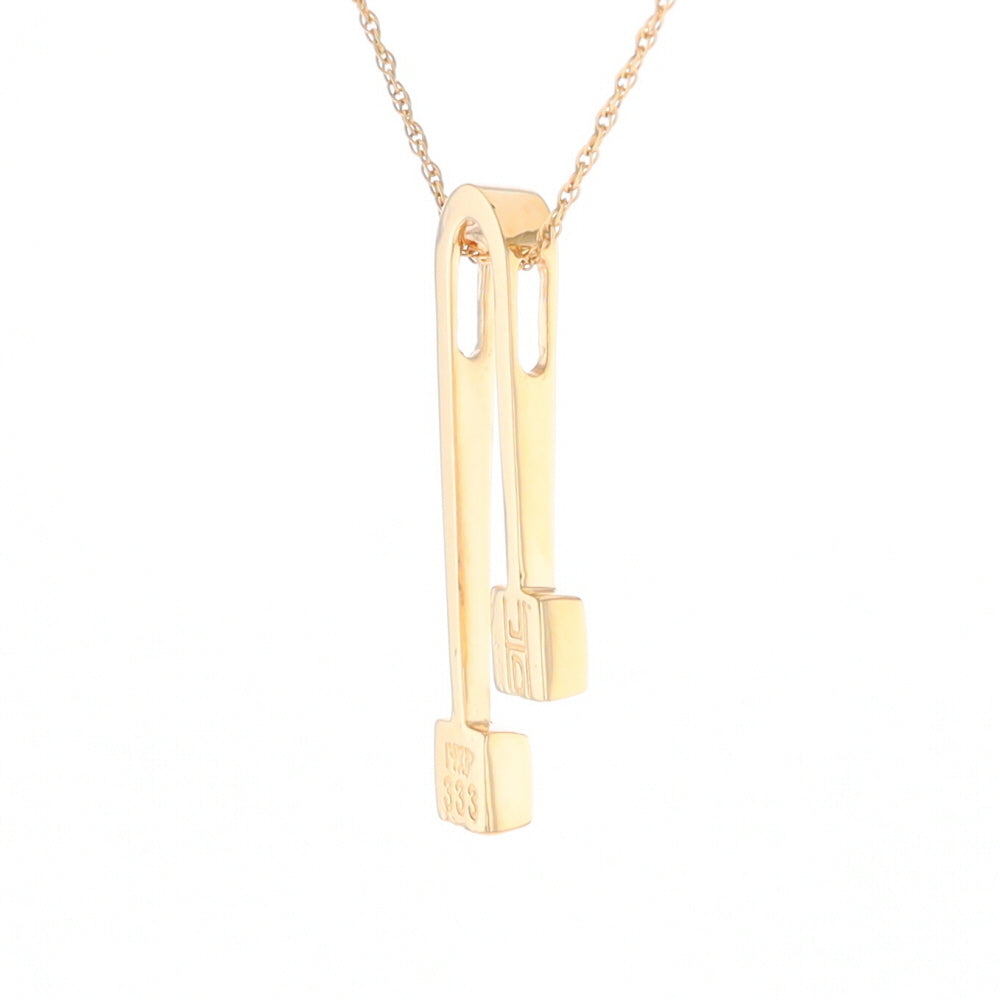 Gold Quartz 2 Square Curved Bar Pendant