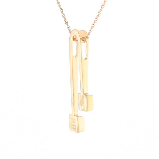 Gold Quartz 2 Square Curved Bar Pendant