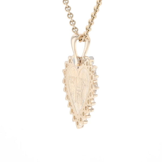 Gold Quartz Heart Shape Inlaid .55Ctw Diamond Pendant