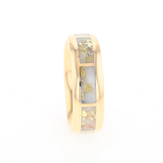 Gold Quartz Ring 8 Rectangle Section Inlaid Eternity Band