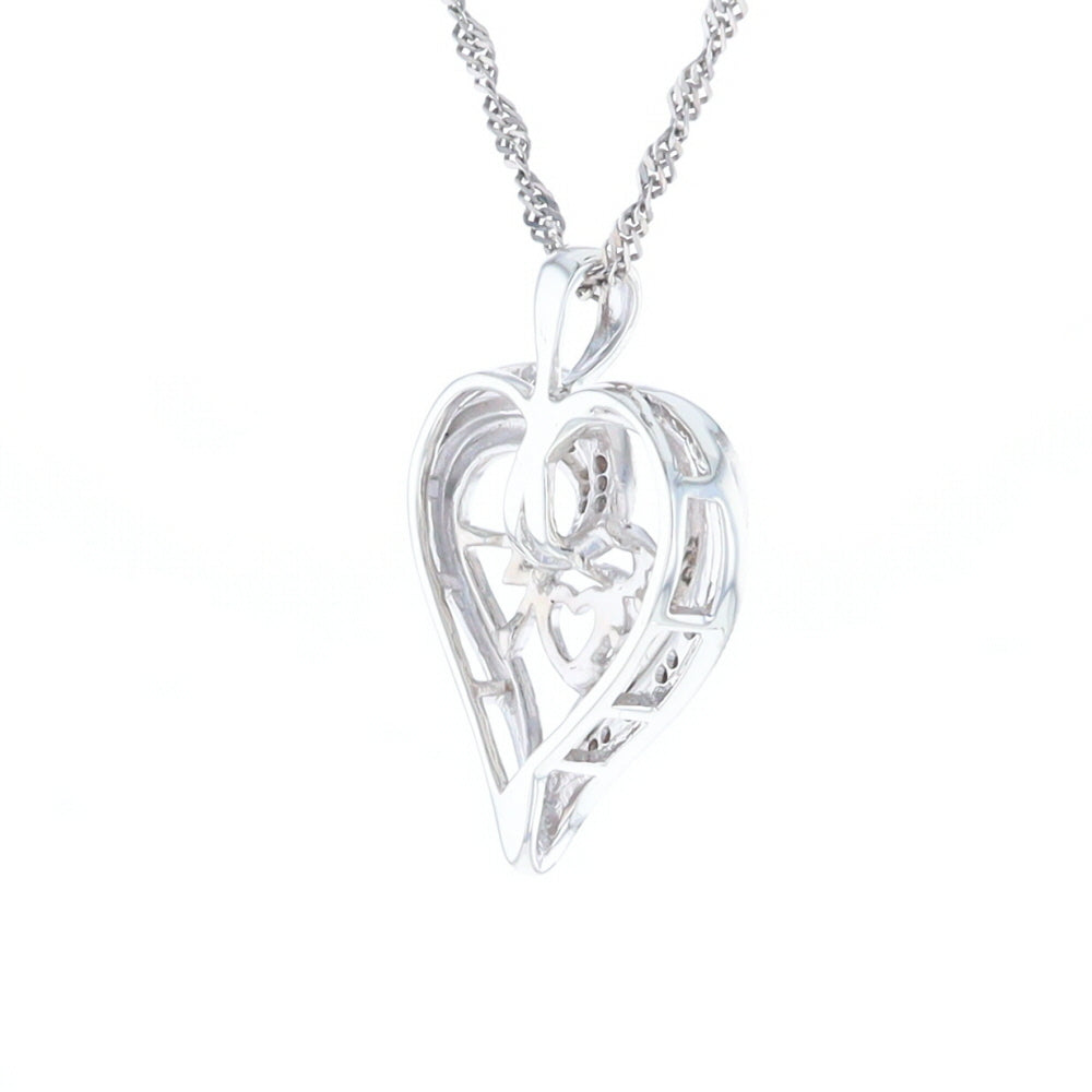 "MOM" Diamond Heart Pendant