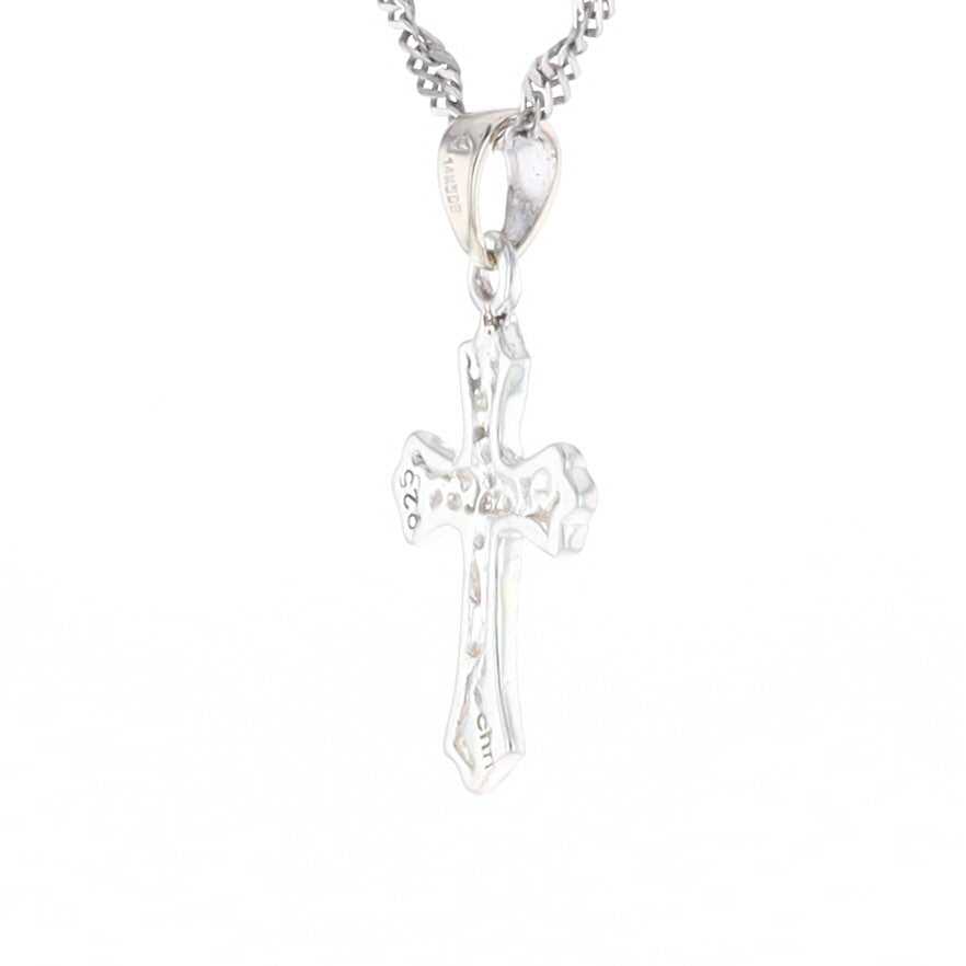 Sterling Silver Flower Cross Pendant