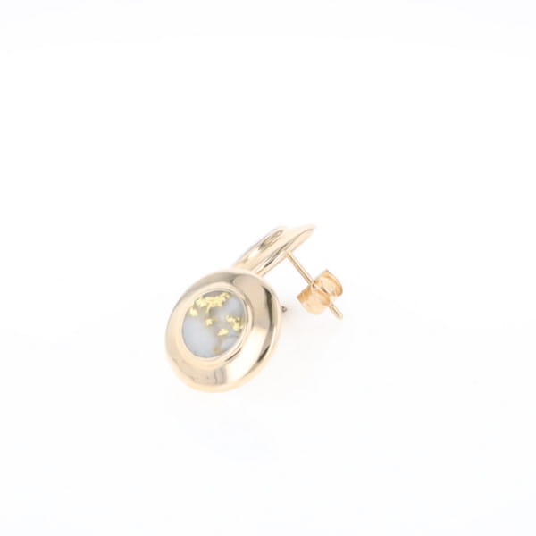 Superior Quality Gold Quartz Inlaid Circle Stud Earrings