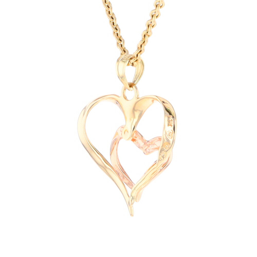 Two-Tone Double Heart Pendant