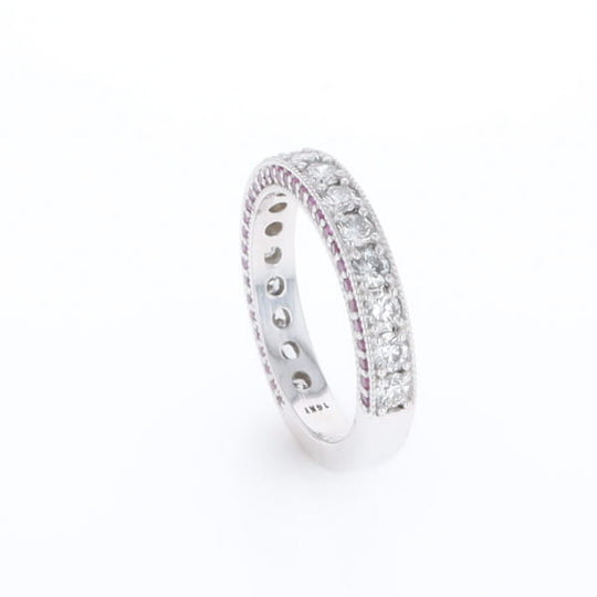 Diamond and Pink Sapphire Wedding Band