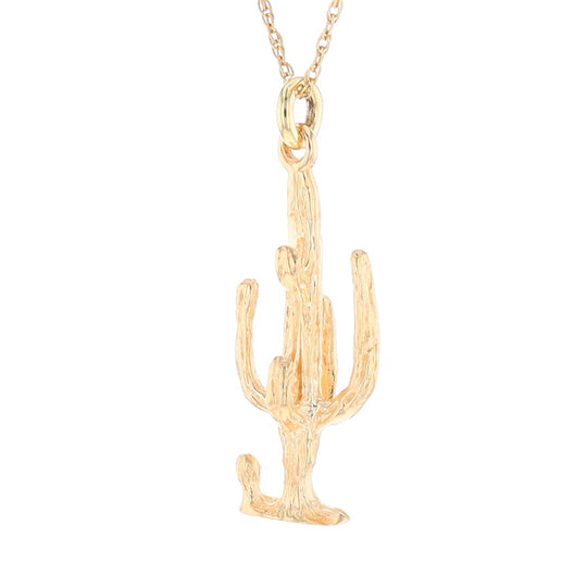 Gold Saguaro Cactus Figure Pendant