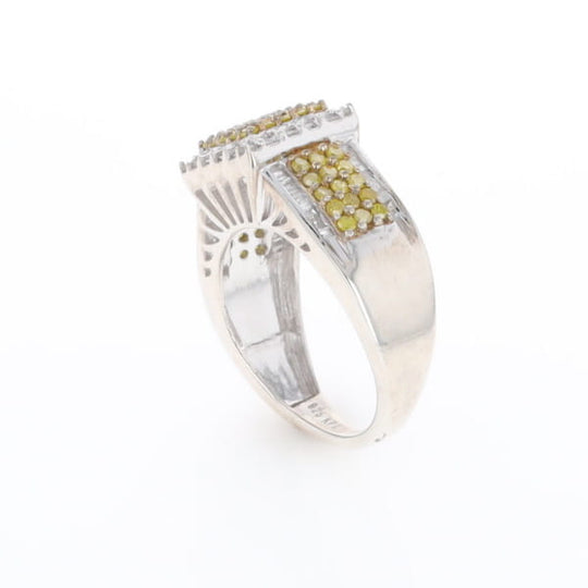 Yellow and White Diamond Filigree Design Ring