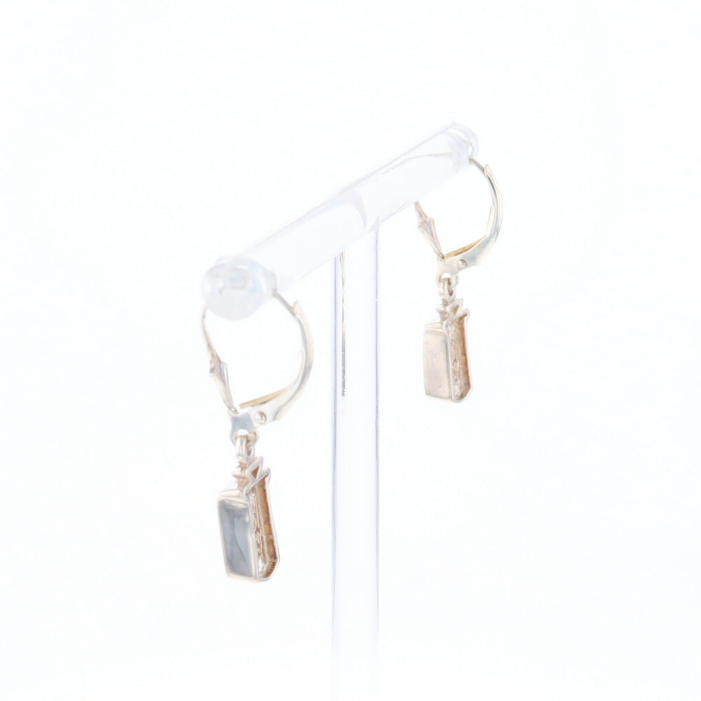 Sterling Silver Gold Quartz Inlaid Earrings - G3