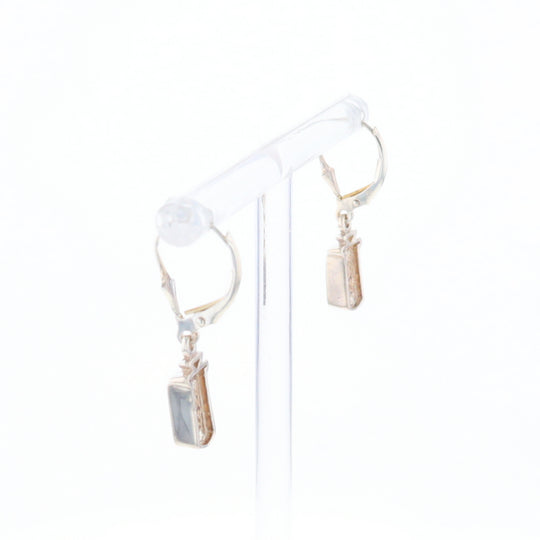 Sterling Silver Gold Quartz Inlaid Earrings - G3