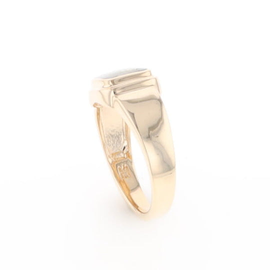 Gold Quartz Ring Square Inlaid Design