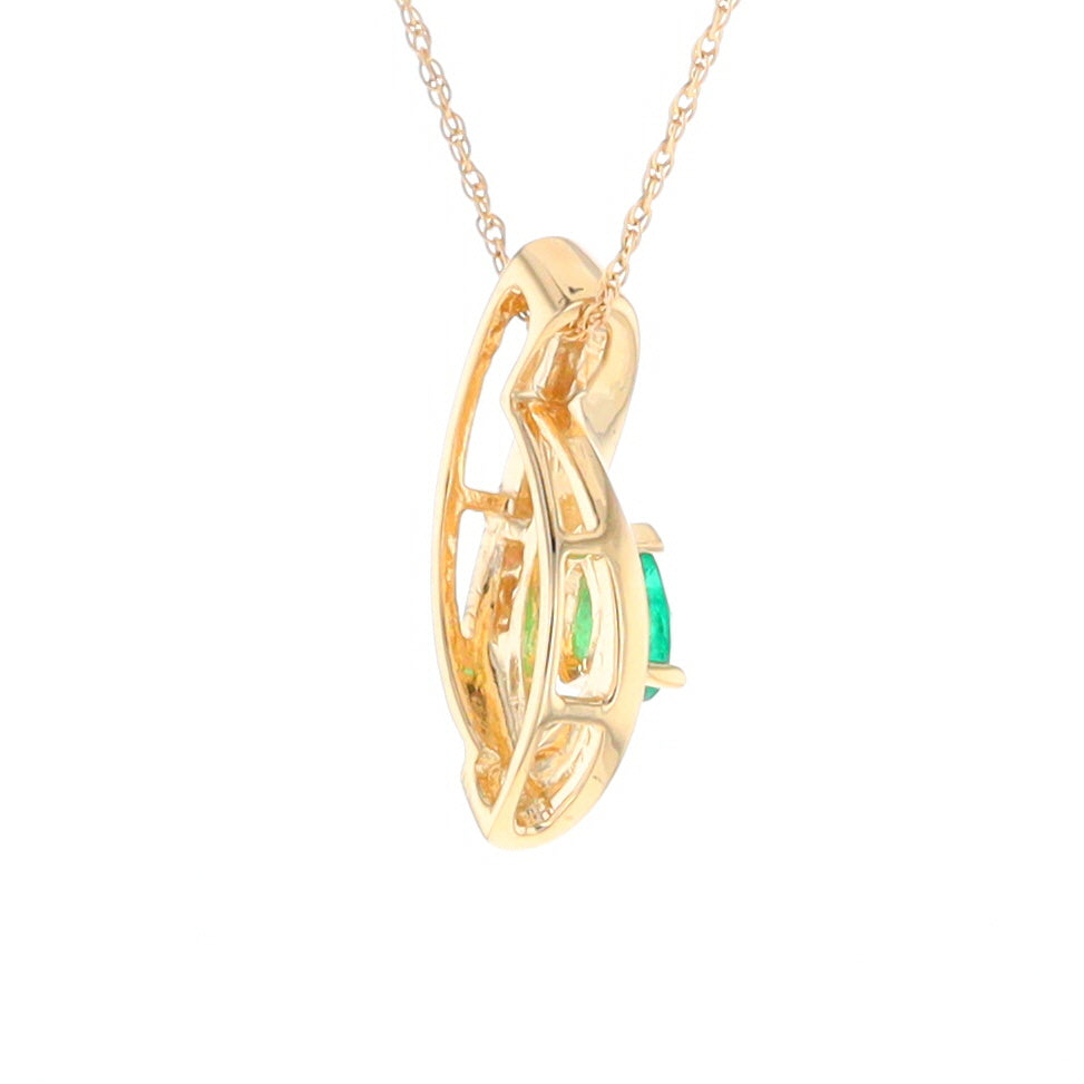 Pear Shaped Emerald Ribbon Pendant