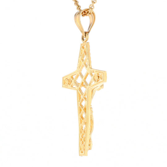 Gold Mesh Crucifix Pendant