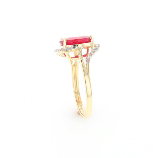 Ruby Bypass Ring with Diamond Accents