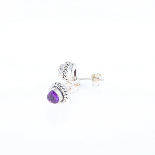 Native Amethyst Pear Stud Earrings