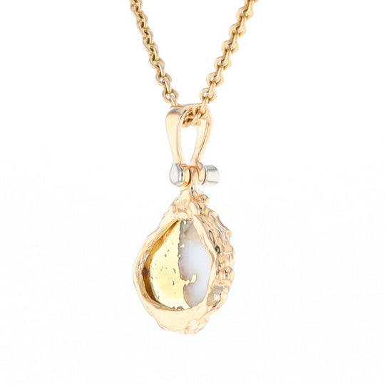 Gold Quartz Freeform Pendant