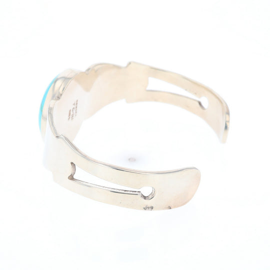 Circular Turquoise Bezel Set Sterling Silver Cuff