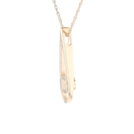 Open Teardrop Round Gold Quartz Inlaid Pendant