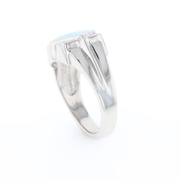 Natural Sleeping Beauty Turquoise ring diamond shape inlaid design with .16ctw round diamonds
