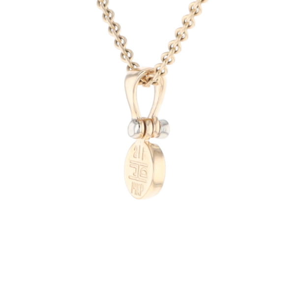 Gold Quartz Necklace Round Inlaid Pendant with .02ct Diamond