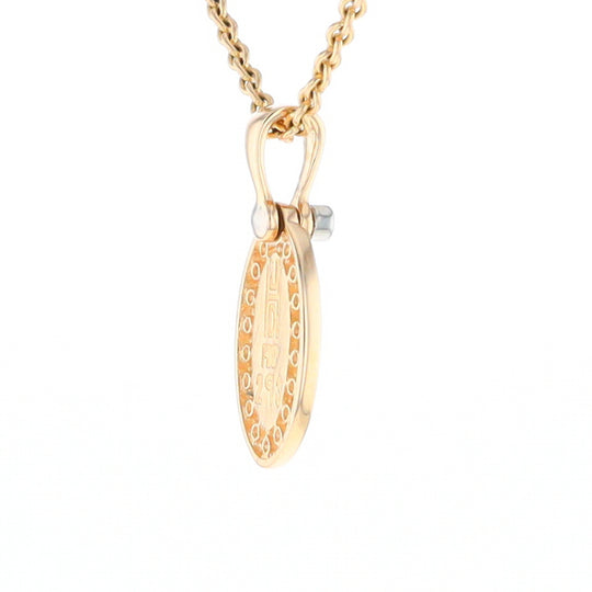 Gold Quartz Pendant Oval Inlaid with .22ctw Round Diamonds Halo