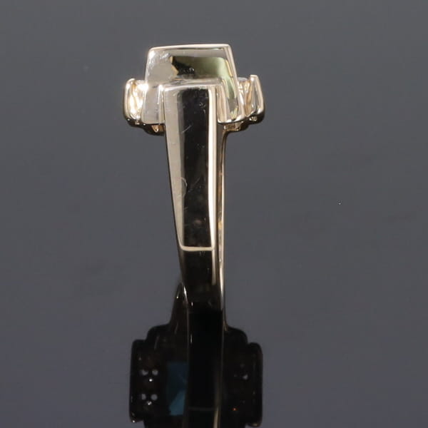 Opal Rings Inlaid Sides Swiss Blue Topaz Center with .24ctw Diamonds
