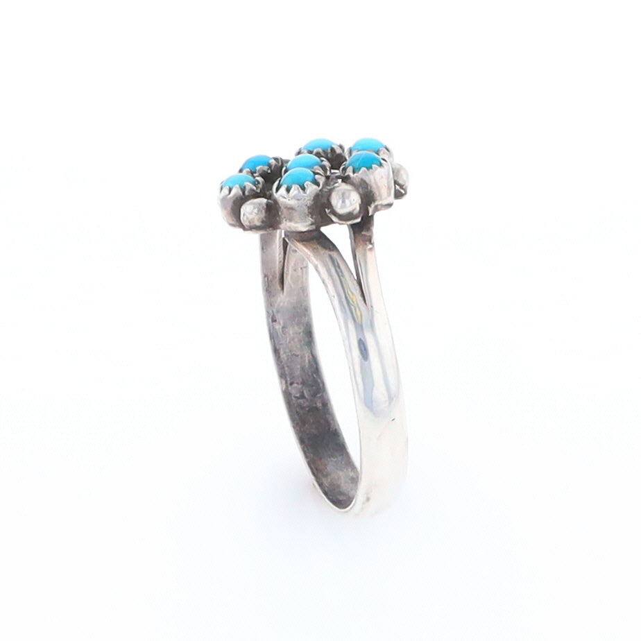 Round Turquoise Cluster Ring