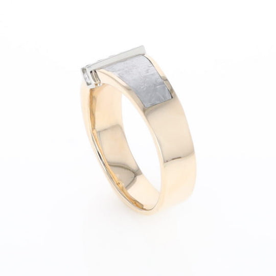 Meteorite Ring Double Sided Inlaid with .19ctw Round Diamonds