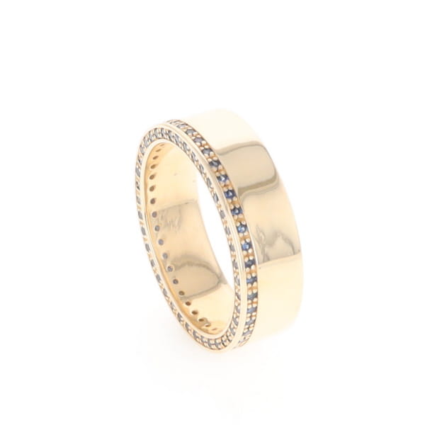 Men's Blue Sapphire Wedding Band Contemporary Design