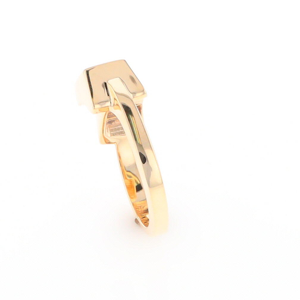 Gold Quartz Ring Natural Nuggets Inlaid Wrap Double Square Design