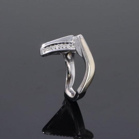 Opal Rings Triangle Inlaid Design with .31ctw Round Diamonds