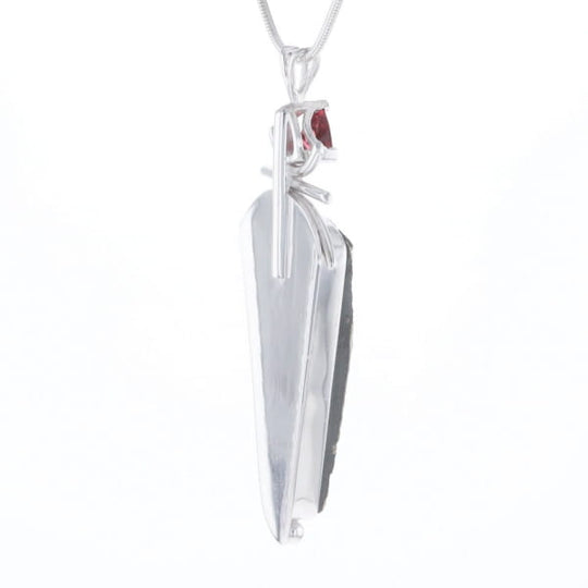 Druzy Quartz & Pink Trillion Tourmaline Necklace