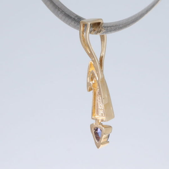 Opal Pendant Triangle Inlaid Design with Trillion Cut Tanzanite