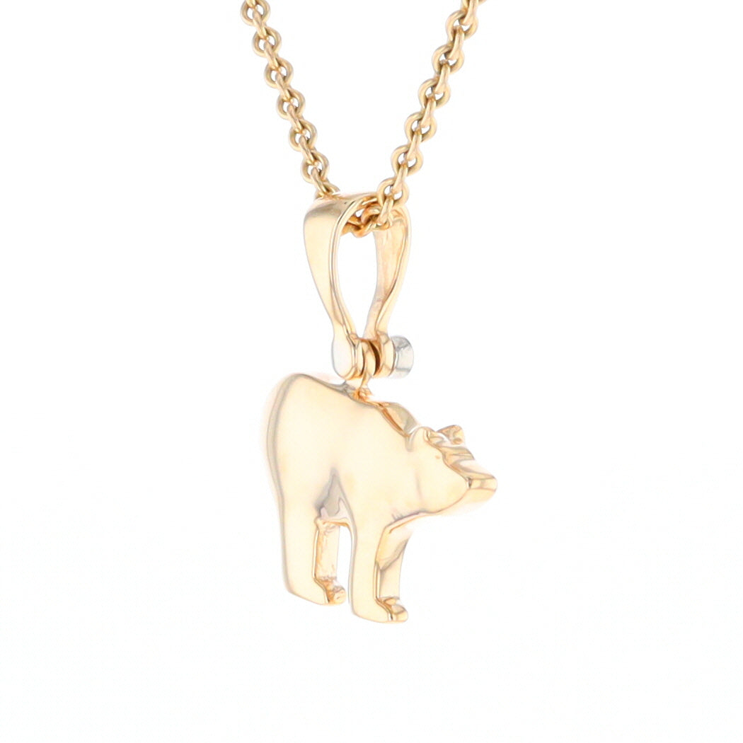 Gold Quartz Inlaid Polar Bear Pendant