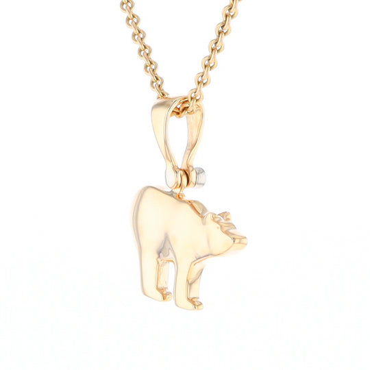 Gold Quartz Inlaid Polar Bear Pendant