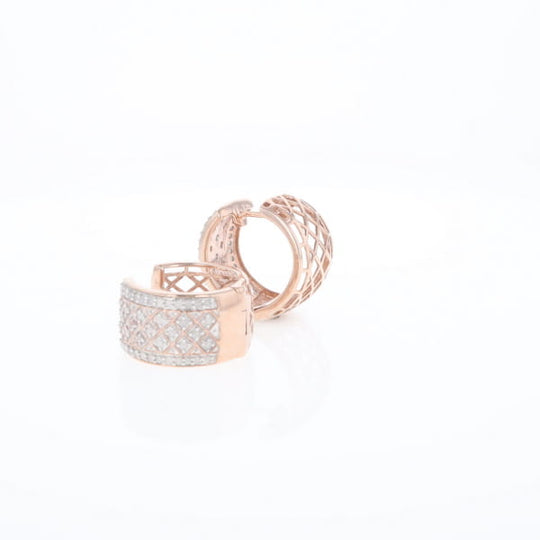 Checkered Wide Hinge Hoop Earrings