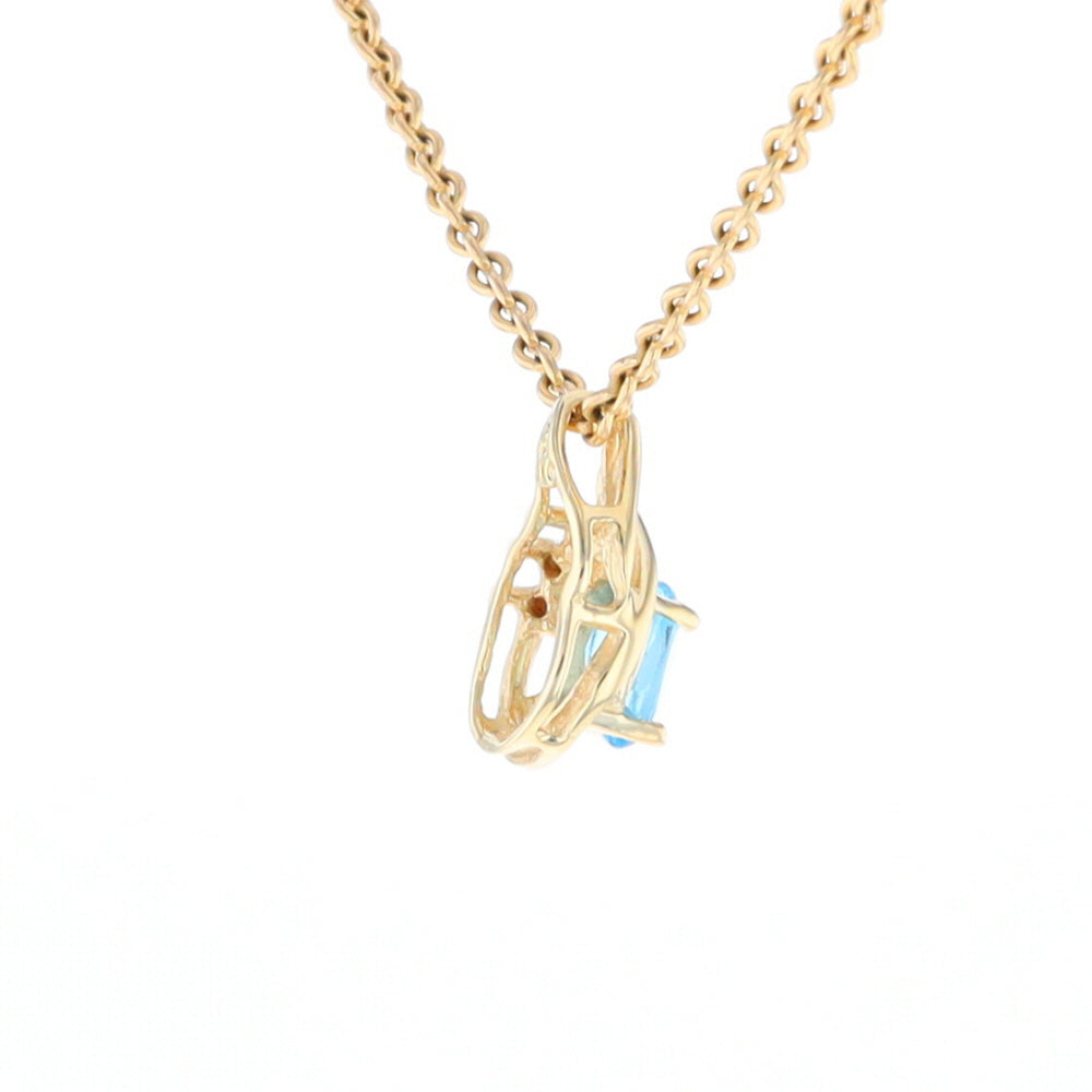 Pear Blue Topaz Diamond Pendant