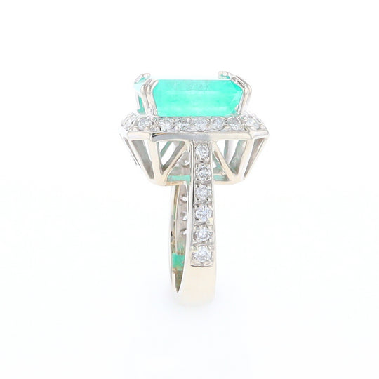 5.25ct Emerald Ring with Diamond Halo